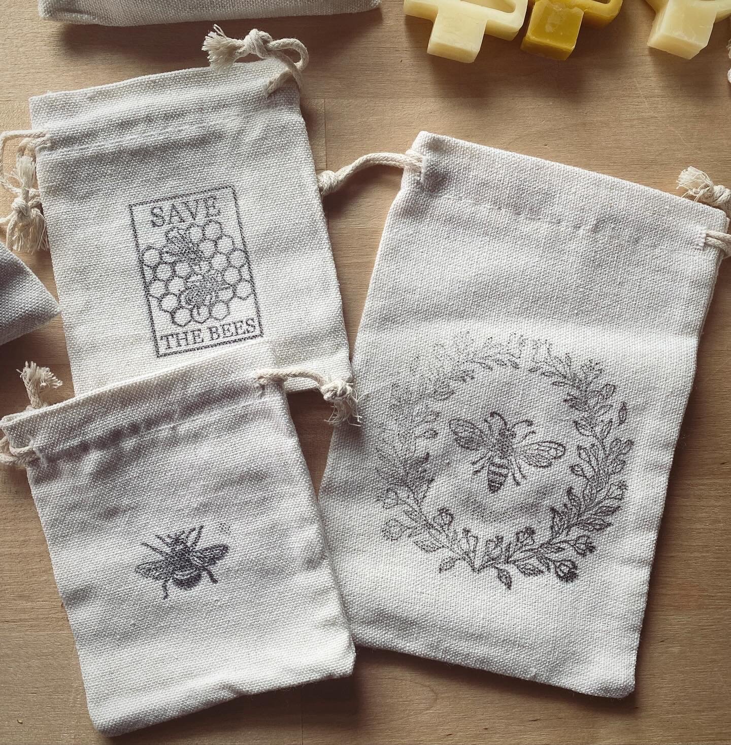 Hand Stamped Cotton Bags